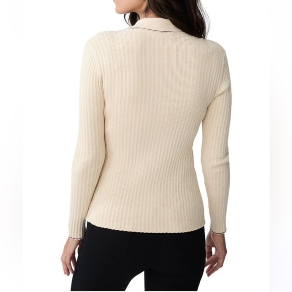 J. McLaughlin Lane Wool Collared Cardigan Sweater Cream Size M - Picture 2 of 6